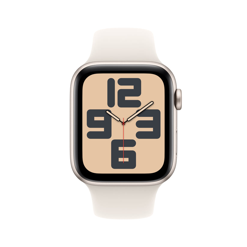 Apple Watch SE GPS 44mm hvězdně bílé hliníkové pouzdro s hvězdně bílým sportovním řemínkem - M/L (otevřený) - iSTYLE.cz