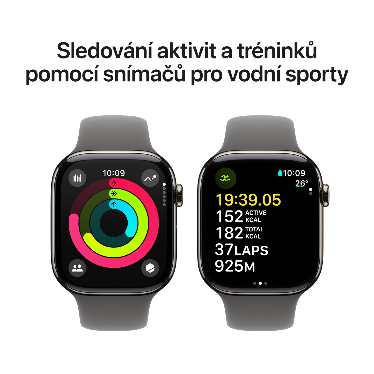 Apple Watch Series 10 GPS + Cellular 42mm přírodní titanové pouzdro se skálově šedým sportovním řemínkem - S/M