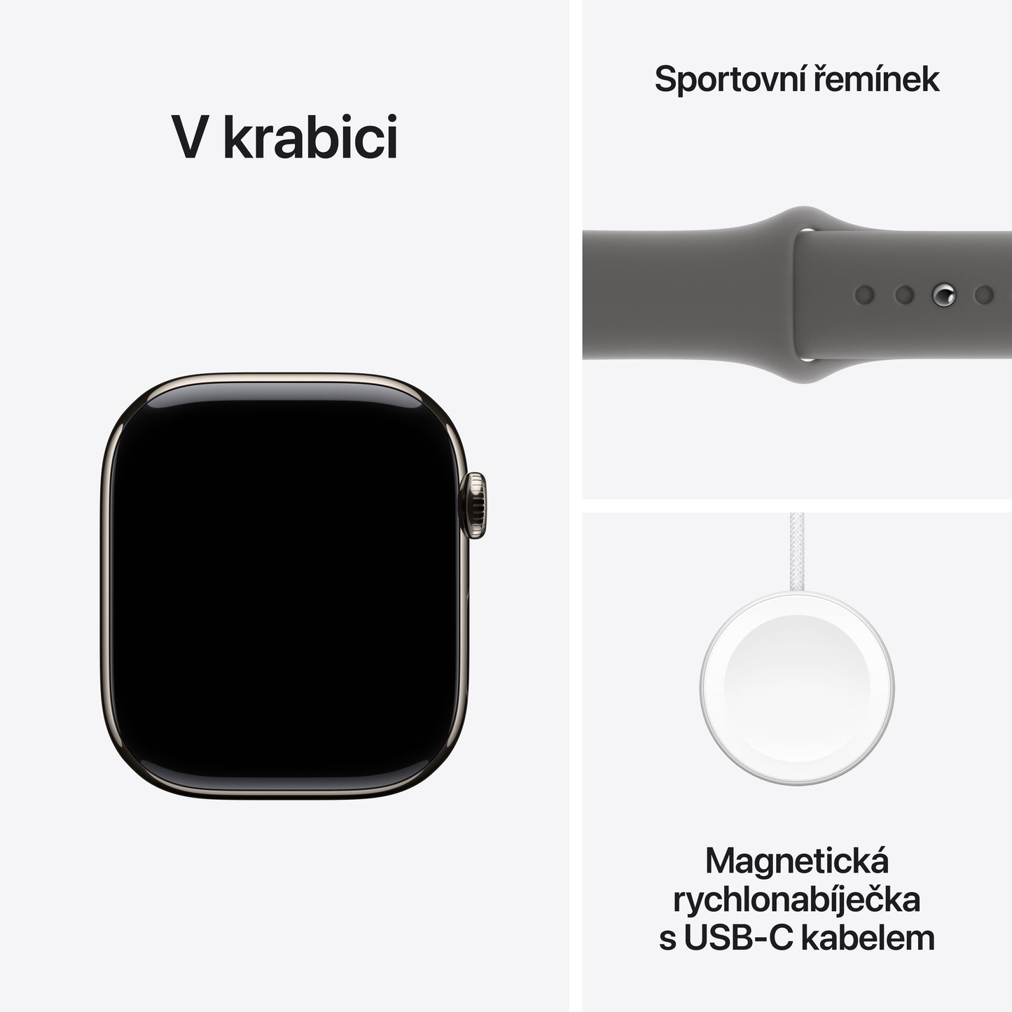 Apple Watch Series 10 GPS + Cellular 42mm přírodní titanové pouzdro se skálově šedým sportovním řemínkem - S/M