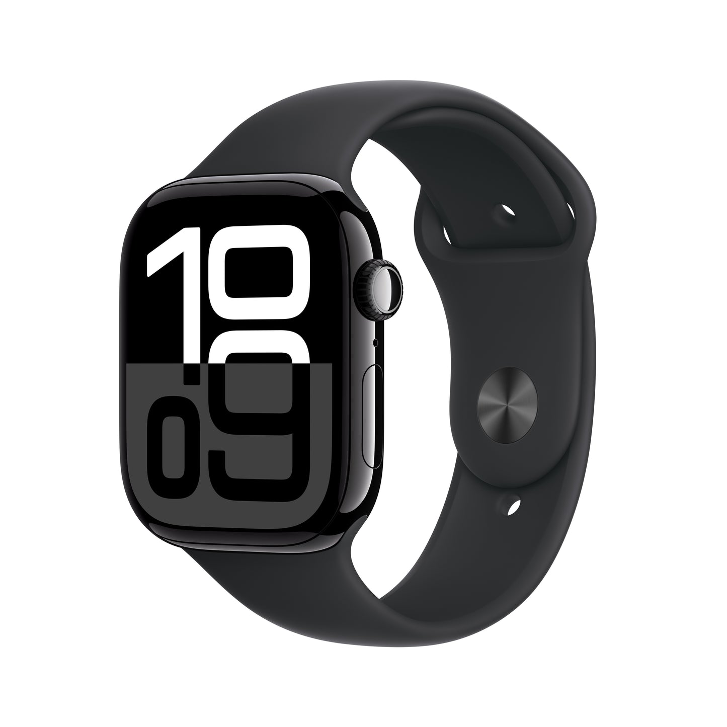 Apple Watch Series 10 GPS 46mm klavírně černé hliníkové pouzdro s černým sportovním řemínkem - M/L