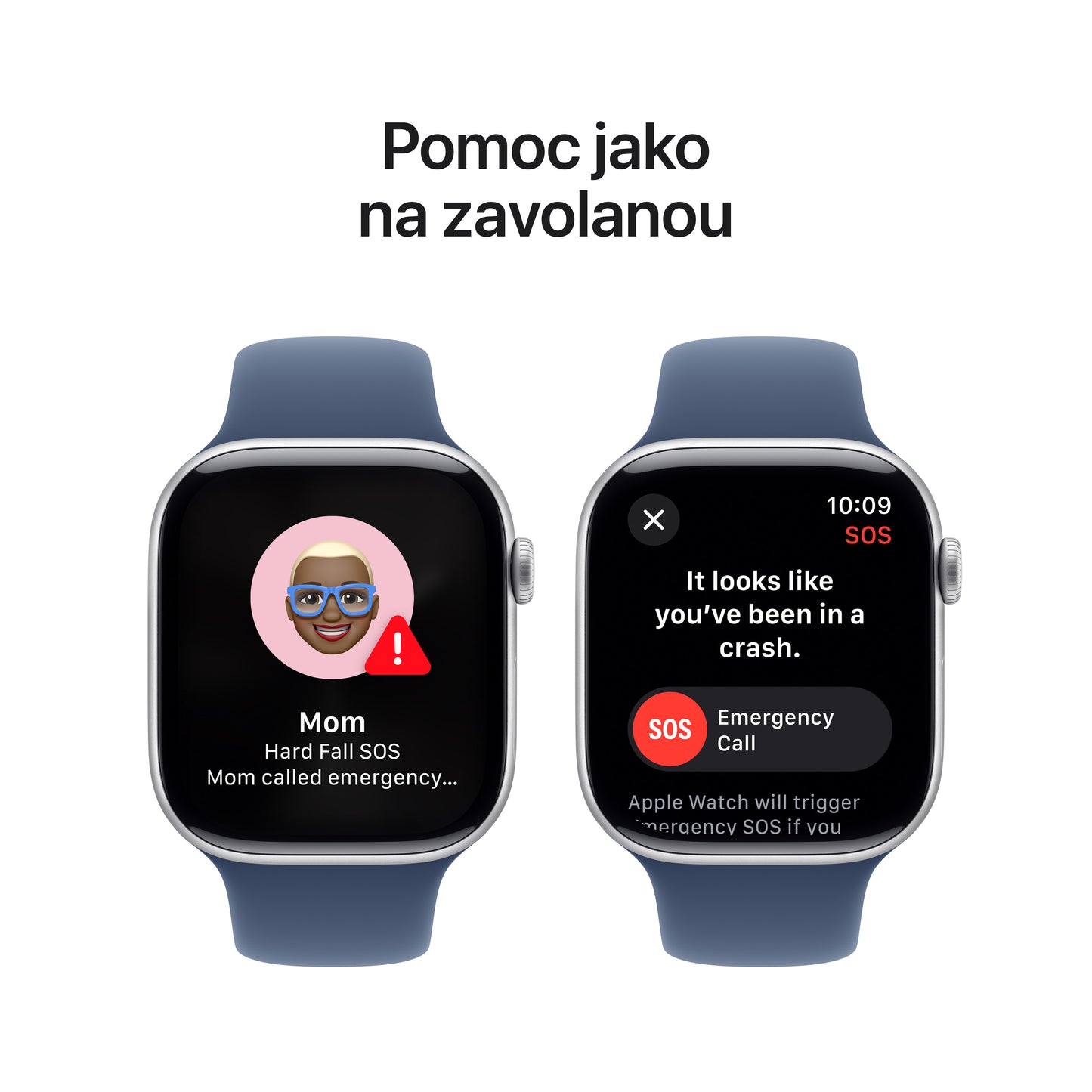 Apple Watch Series 10 GPS 46mm stříbné hliníkové pouzdro s denimovým sportovním řemínkem - M/L