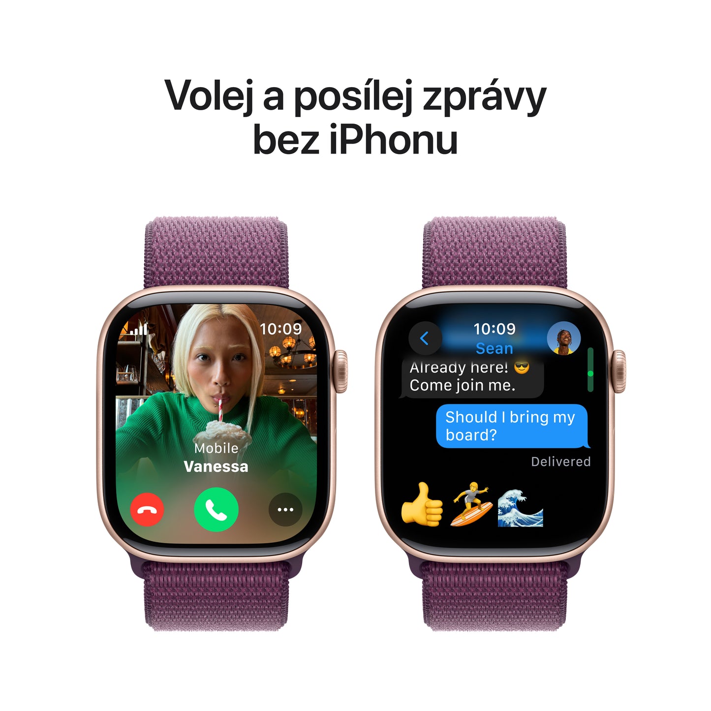 Apple Watch Series 10 GPS + Cellular 46mm růžově zlaté hliníkové pouzdro se švestkovým sportovním provlékacím řemínkem