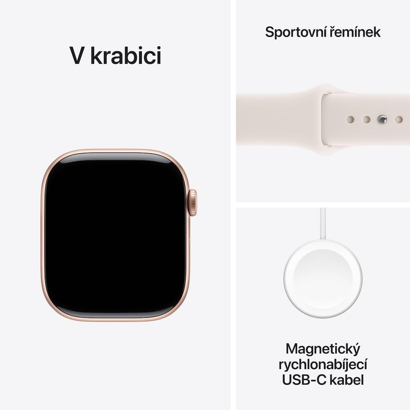 Apple Watch Series 11 GPS 42mm růžově zlaté hliníkové pouzdro se světle ruměným sportovním řemínkem - M/L - iSTYLE CZ