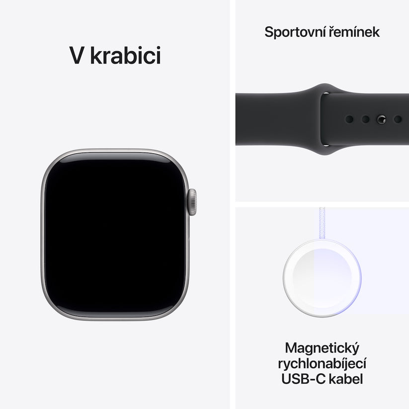 Apple Watch Series 11 GPS 42mm vesmírně šedé hliníkové pouzdro s černým sportovním řemínkem - S/M - iSTYLE CZ
