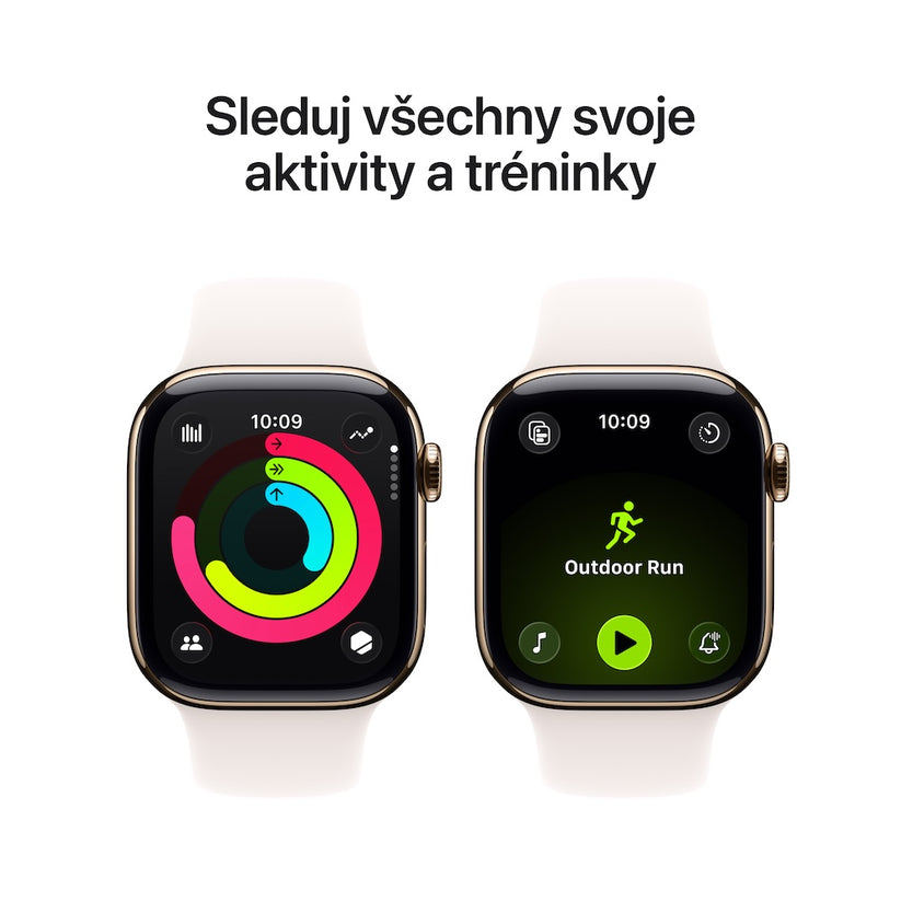 Apple Watch Series 11 GPS + Cellular 46mm zlatě titanové pouzdro se světle ruměným sportovním řemínkem - M/L - iSTYLE CZ