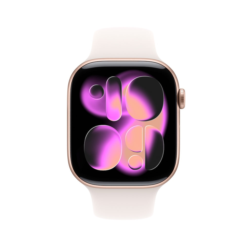 Apple Watch Series 11 GPS + Cellular 42mm růžově zlaté hliníkové pouzdro se světle ruměným sportovním řemínkem - S/M - iSTYLE CZ