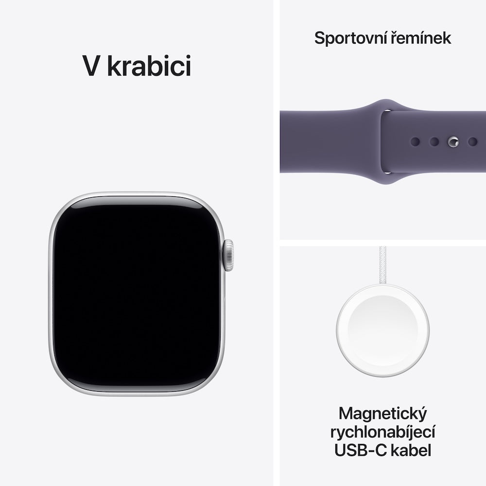 Apple Watch Series 11 GPS + Cellular 42mm stříbrné hliníkové pouzdro s mlžně fialovým sportovním řemínkem - S/M - iSTYLE CZ