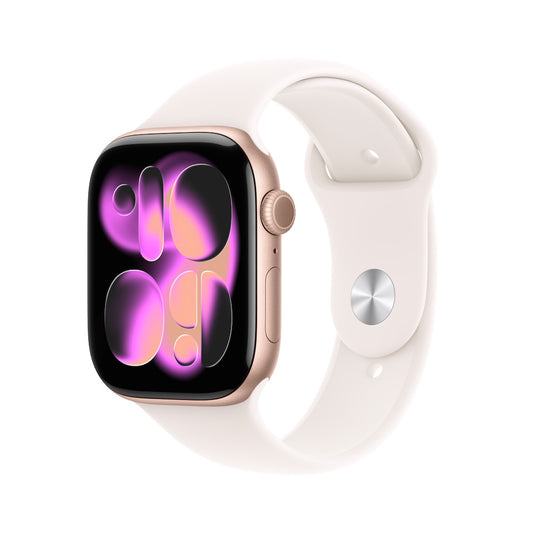Apple Watch Series 11 GPS 46mm růžově zlaté hliníkové pouzdro se světle ruměným sportovním řemínkem - M/L - iSTYLE CZ