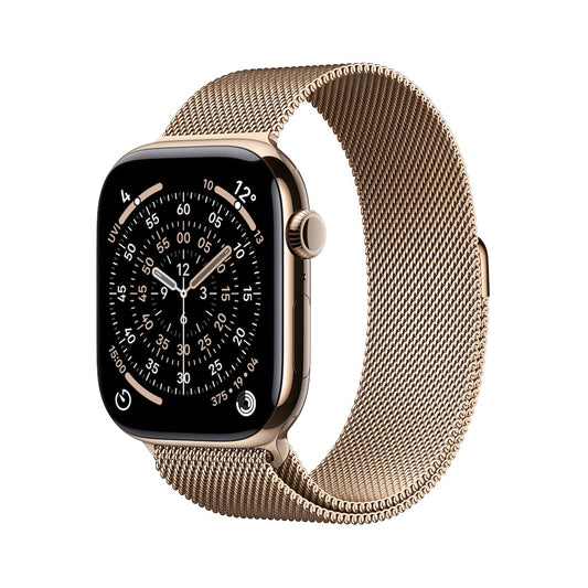 Apple Watch Series 11 GPS + Cellular 46mm zlatě titanové pouzdro se zlatě ocelovým milánským tahem - M/L - iSTYLE CZ