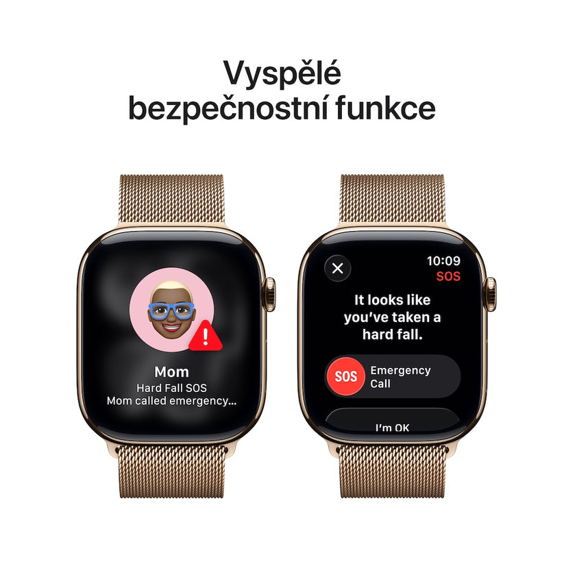 Apple Watch Series 11 GPS + Cellular 46mm zlatě titanové pouzdro se zlatě ocelovým milánským tahem - S/M - iSTYLE CZ