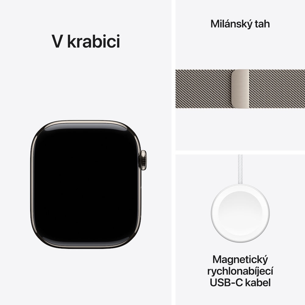 Apple Watch Series 11 GPS + Cellular 46mm přírodně titanové pouzdro s přírodně ocelovým milánským tahem - S/M - iSTYLE CZ
