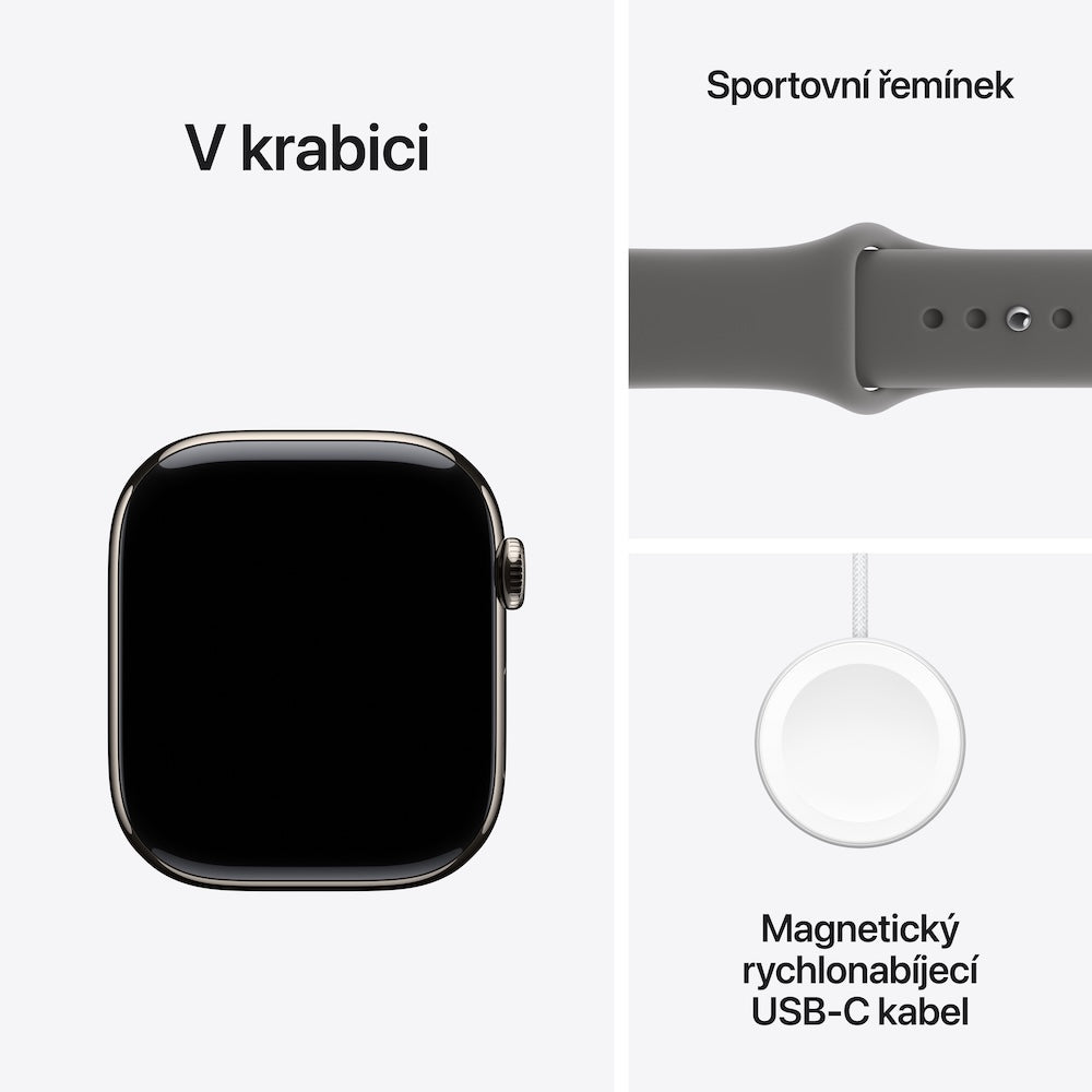 Apple Watch Series 11 GPS + Cellular 46mm přírodně titanové pouzdro se skálově šedým sportovním řemínkem - M/L - iSTYLE CZ