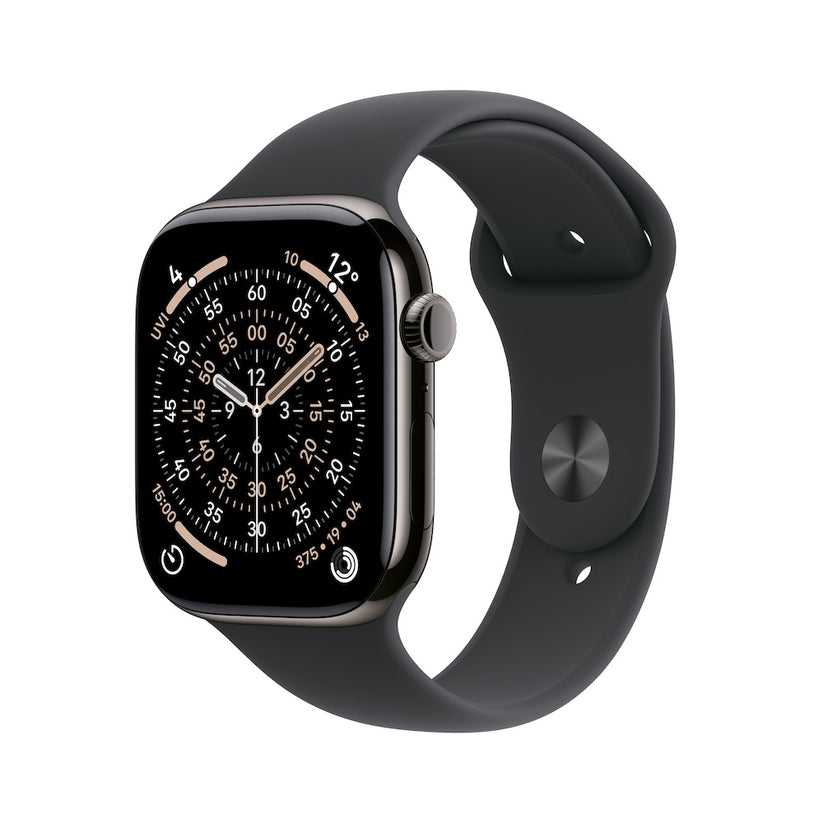 Apple Watch Series 11 GPS + Cellular 42mm břidlicově šedé titanové pouzdro s černým sportovním řemínkem - M/L - iSTYLE CZ