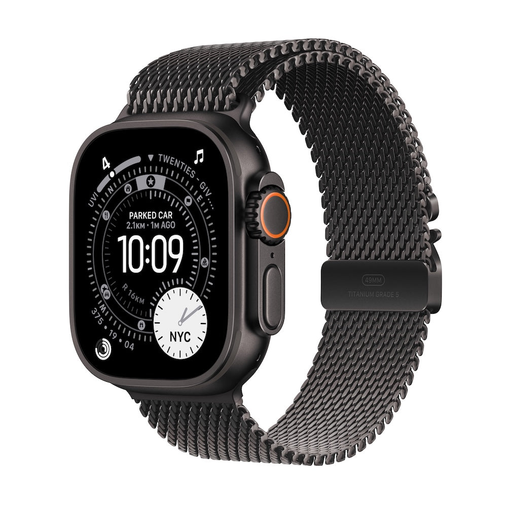 Apple Watch Ultra 3 GPS + Cellular 49mm černě titanové pouzdro s černě titanovým milánským tahem z titanu - L - iSTYLE CZ
