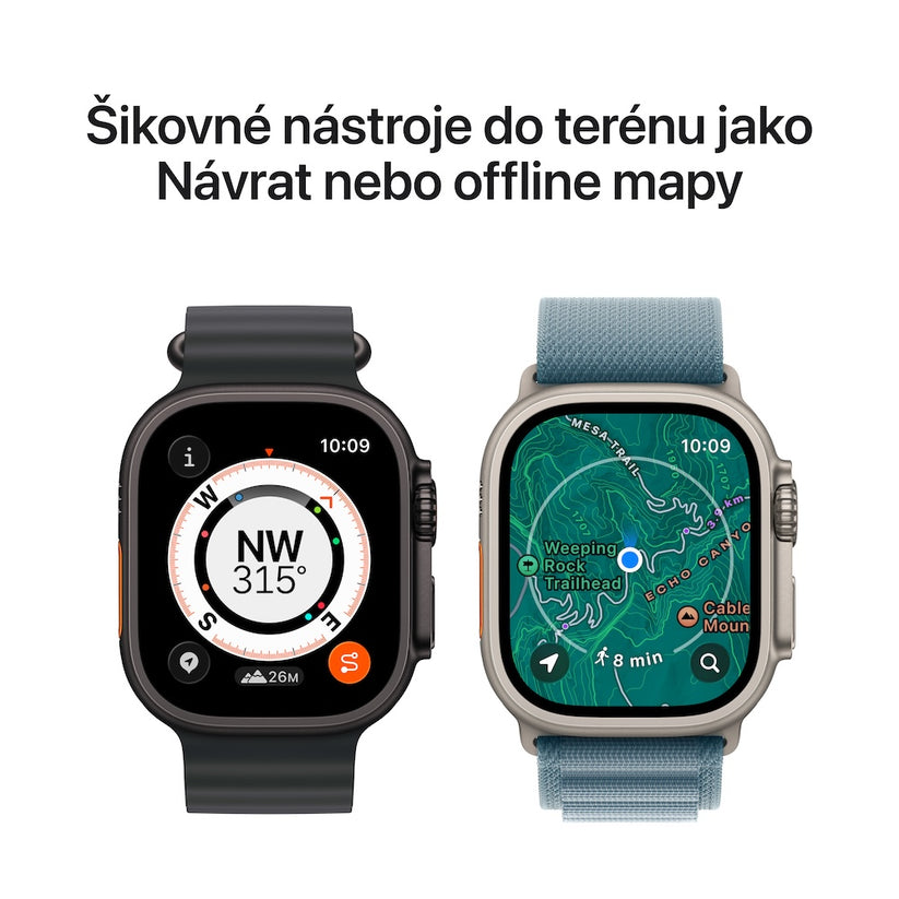 Apple Watch Ultra 3 GPS + Cellular 49mm přírodně titanové pouzdro se světle modrým alpským tahem - L - iSTYLE CZ