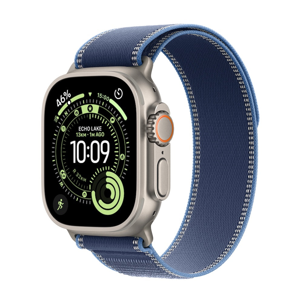 Apple Watch Ultra 3 GPS + Cellular 49mm přírodně titanové pouzdro s modře/jasně modrým trailovým tahem - M/L - iSTYLE CZ