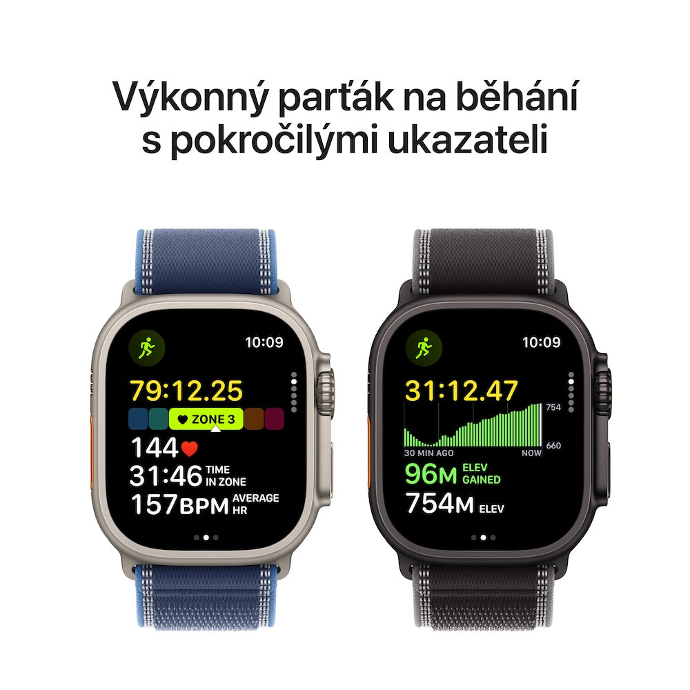 Apple Watch Ultra 3 GPS + Cellular 49mm přírodně titanové pouzdro s modře/jasně modrým trailovým tahem - S/M - iSTYLE CZ