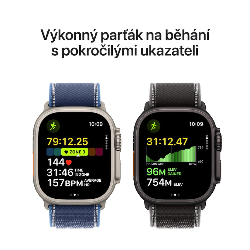 Apple Watch Ultra 3 GPS + Cellular 49mm přírodně titanové pouzdro s modře/jasně modrým trailovým tahem - S/M - iSTYLE CZ