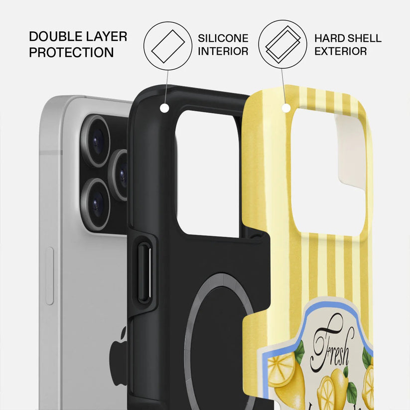 Kryt pro iPhone 17 Pro Max Burga Frizzante Tough MagSafe Case - žluté pruhy - iSTYLE CZ