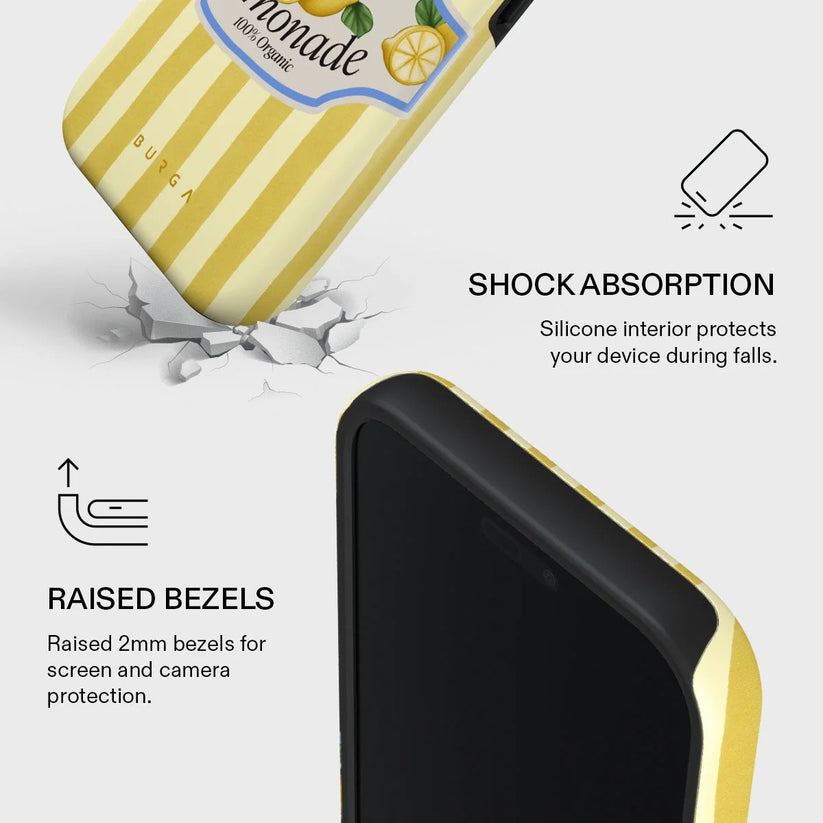 Kryt pro iPhone 17 Pro Max Burga Frizzante Tough MagSafe Case - žluté pruhy - iSTYLE CZ