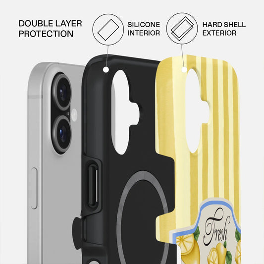 Kryt pro iPhone 17 Burga Frizzante Tough MagSafe Case - žluté pruhy - iSTYLE CZ