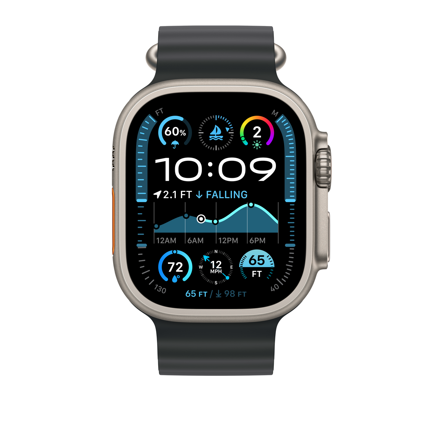 Apple Watch 44/45/46/49mm černý Oceánský řemínek – provedení z přírodního titanu - iSTYLE CZ