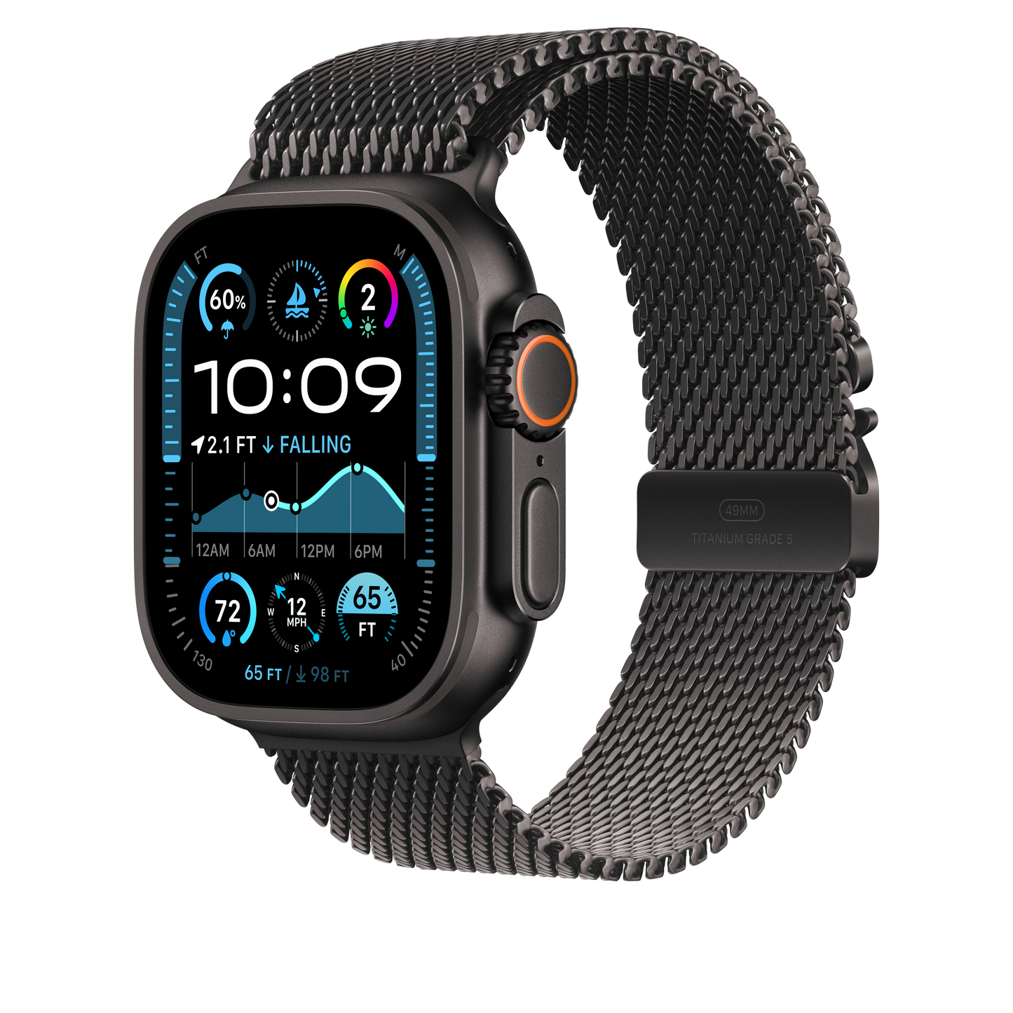 Apple Watch 44/45/46/49mm milánský tah z černého titanu – velký - iSTYLE CZ