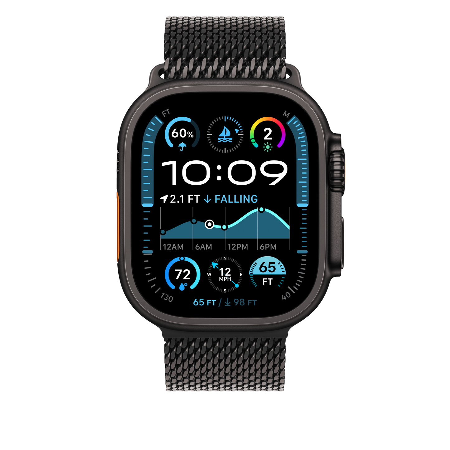 Apple Watch 44/45/46/49mm milánský tah z černého titanu – velký - iSTYLE CZ