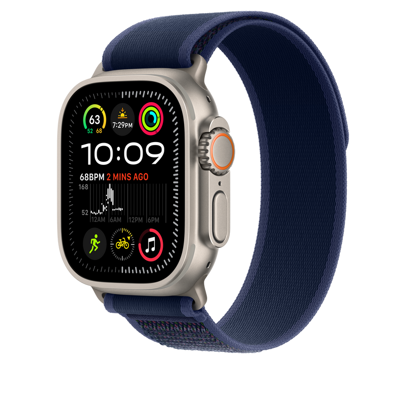 Apple Watch 44/45/46/49mm modrý Trailový tah – S/M – provedení z přírodního titanu - iSTYLE CZ