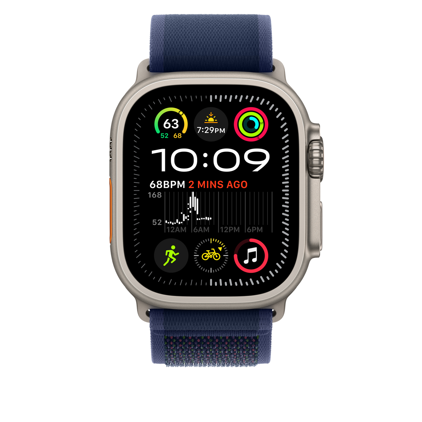 Apple Watch 44/45/46/49mm modrý Trailový tah – S/M – provedení z přírodního titanu - iSTYLE CZ