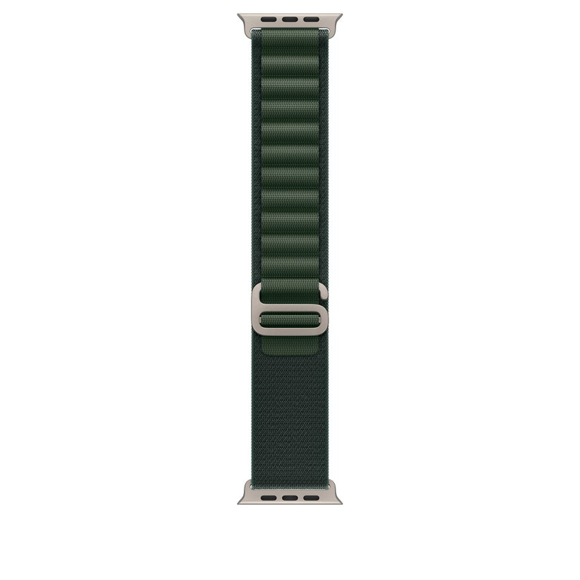 Apple Watch 44/45/46/49mm tmavě zelený Alpský tah – velký – provedení z přírodního titanu - iSTYLE CZ