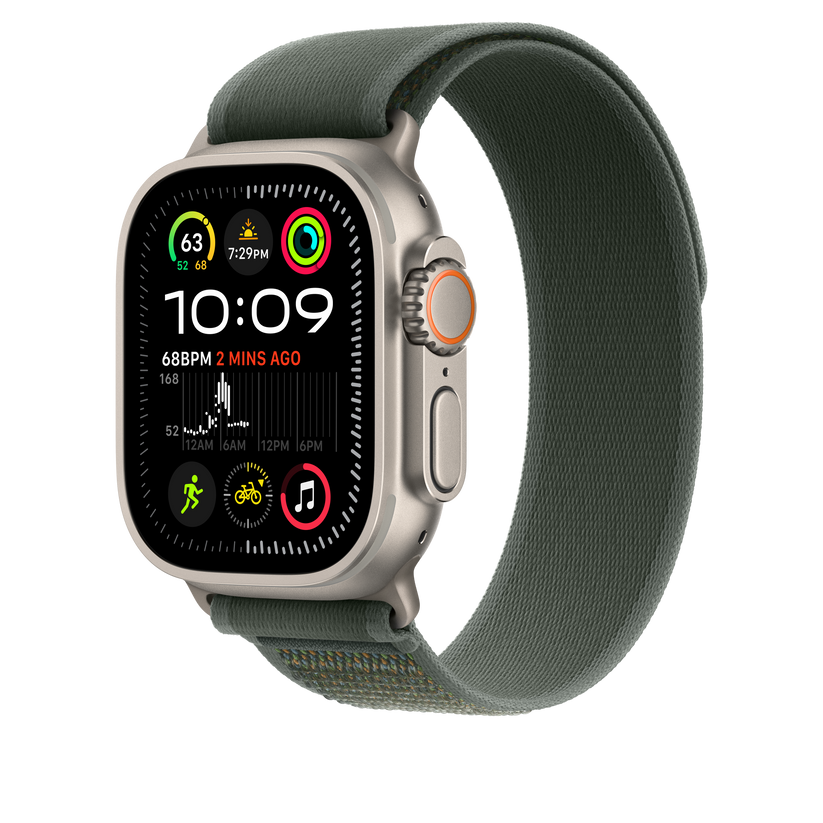 Apple Watch 44/45/46/49mm zelený Trailový tah – S/M – provedení z přírodního titanu - iSTYLE CZ