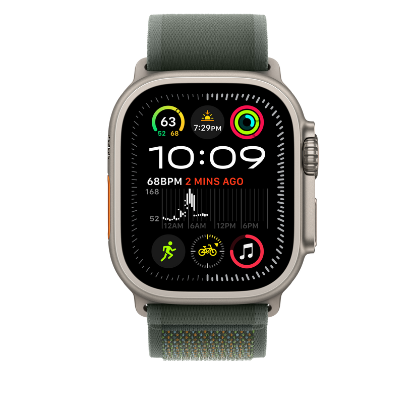 Apple Watch 44/45/46/49mm zelený Trailový tah – S/M – provedení z přírodního titanu - iSTYLE CZ