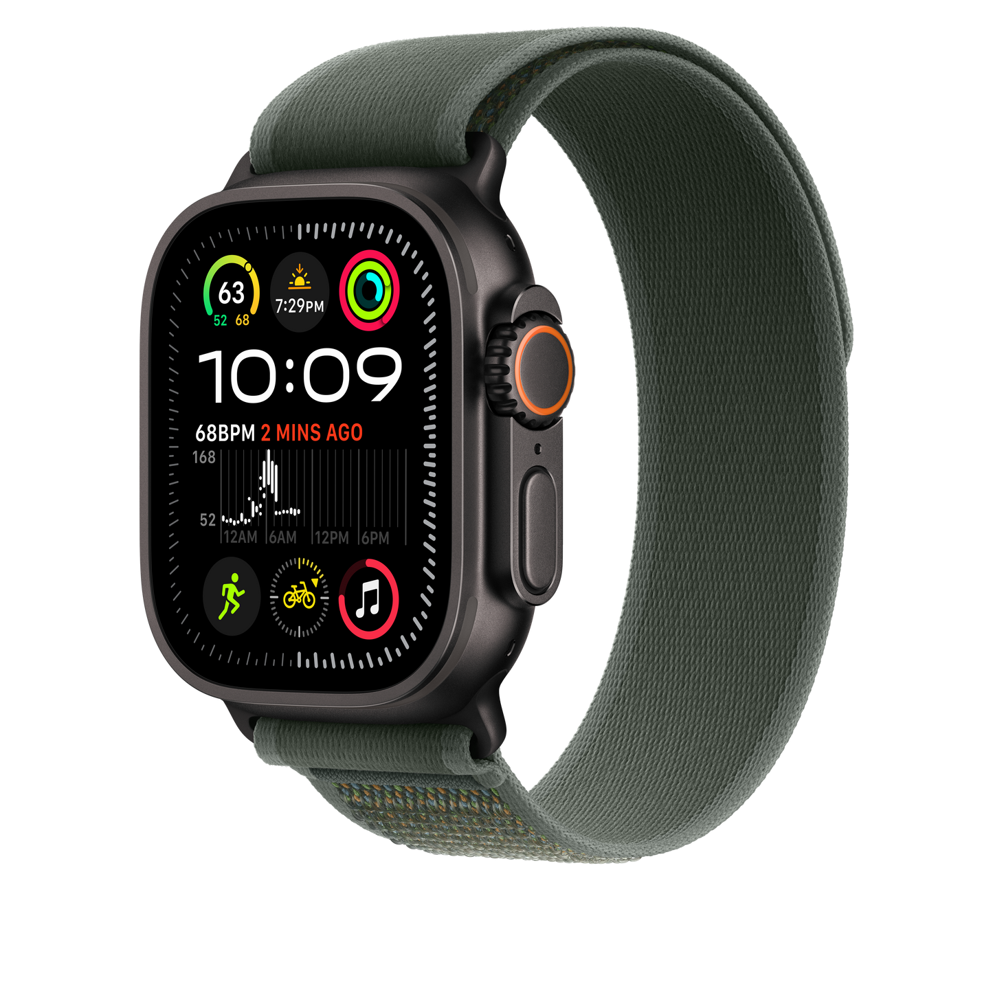 Apple Watch 44/45/46/49mm zelený Trailový tah - S/M – provedení z černého titanu - iSTYLE CZ