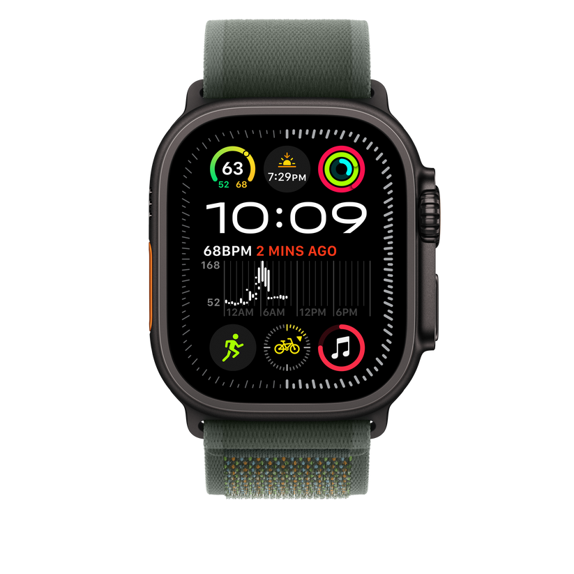 Apple Watch 44/45/46/49mm zelený Trailový tah - S/M – provedení z černého titanu - iSTYLE CZ