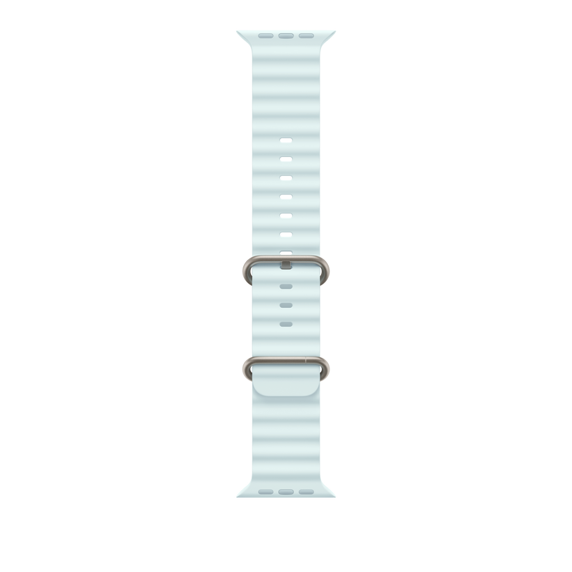 Apple Watch 44/45/46/49mm ledově modrý Oceánský řemínek – provedení z přírodního titanu - iSTYLE CZ