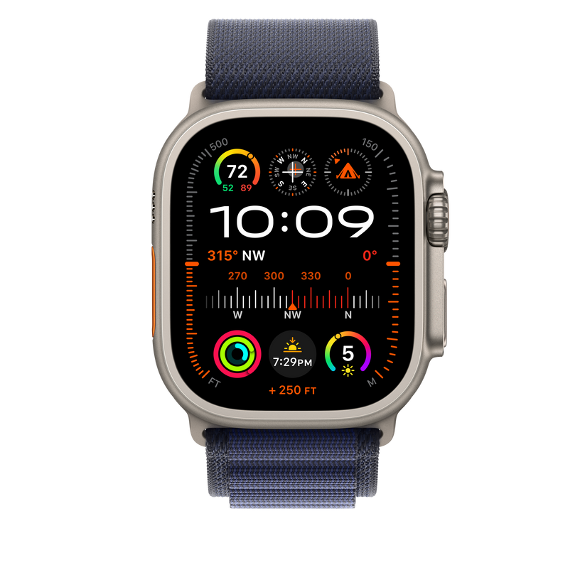 Apple Watch 44/45/46/49mm námořnicky modrý Alpský tah – velký – provedení z přírodního titanu - iSTYLE CZ