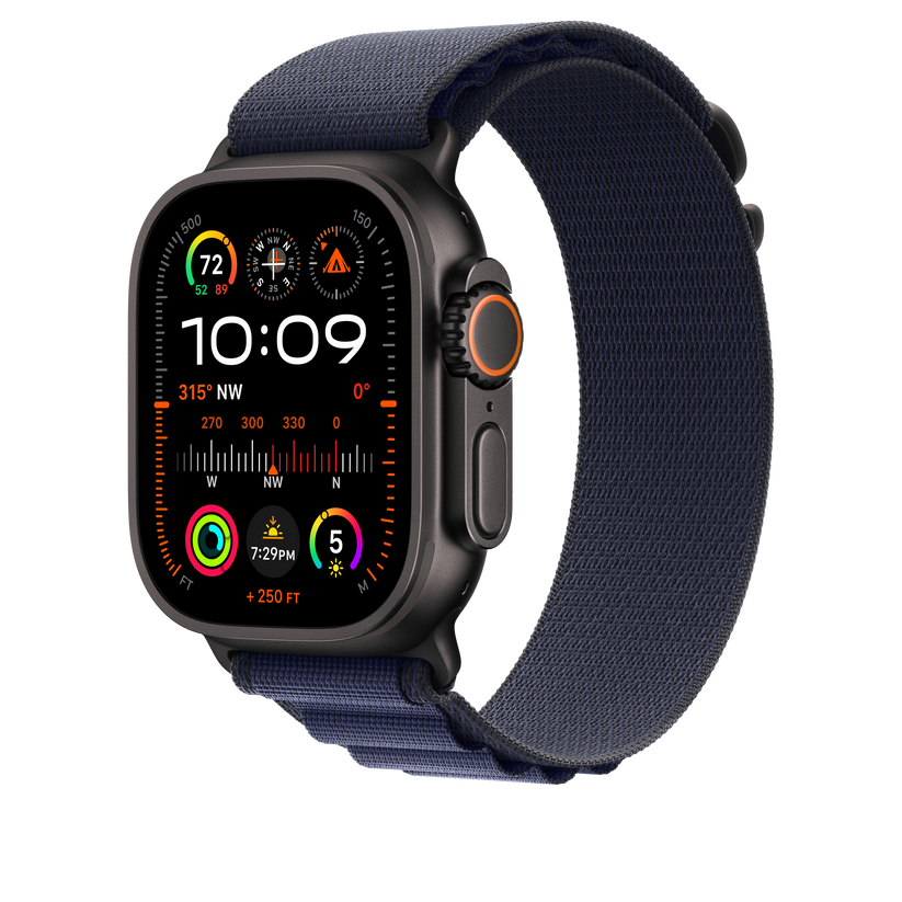 Apple Watch 44/45/46/49mm námořnicky modrý Alpský tah – střední – provedení z černého titanu - iSTYLE CZ