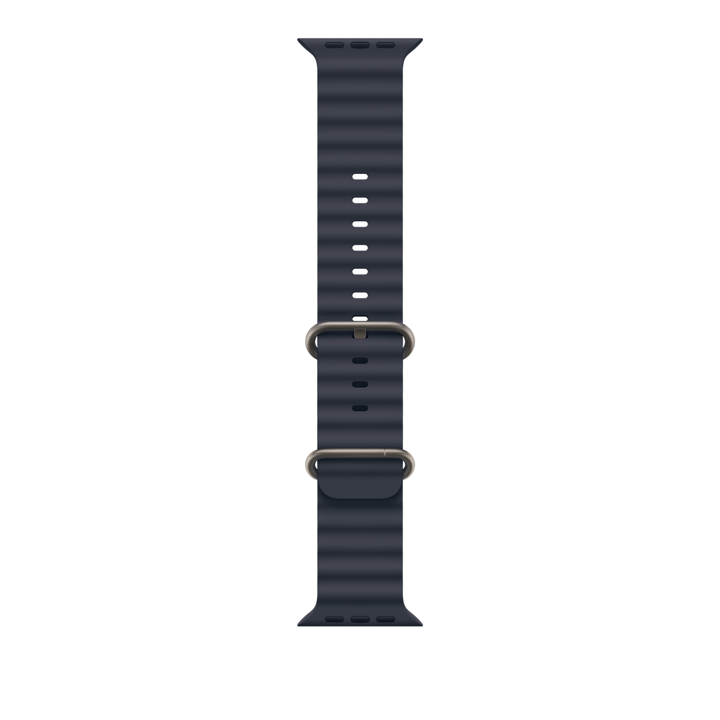 Apple Watch 44/45/46/49mm námořnicky modrý Oceánský řemínek – provedení z přírodního titanu - iSTYLE CZ