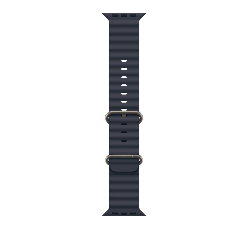 Apple Watch 44/45/46/49mm námořnicky modrý Oceánský řemínek – provedení z přírodního titanu - iSTYLE CZ