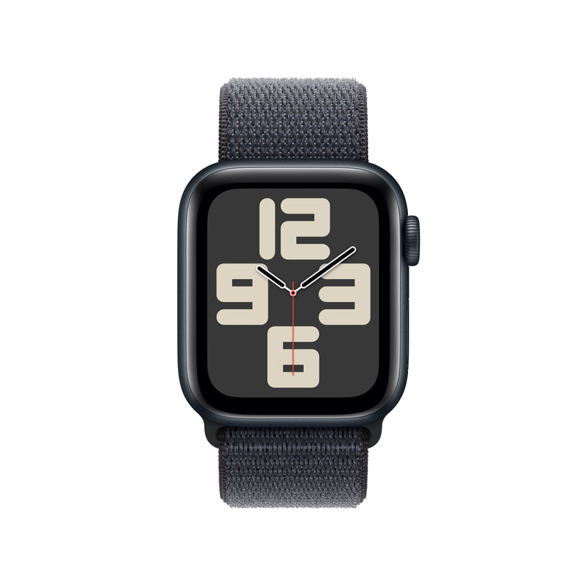Apple Watch SE GPS 40mm temně ikoustové hliníkové pouzdro s inkoustově fialovým provlékacím sportovním řemínkem (otevřený) - iSTYLE CZ