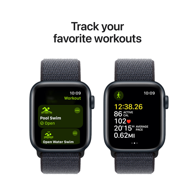 Apple Watch SE GPS 40mm temně ikoustové hliníkové pouzdro s inkoustově fialovým provlékacím sportovním řemínkem (otevřený) - iSTYLE CZ