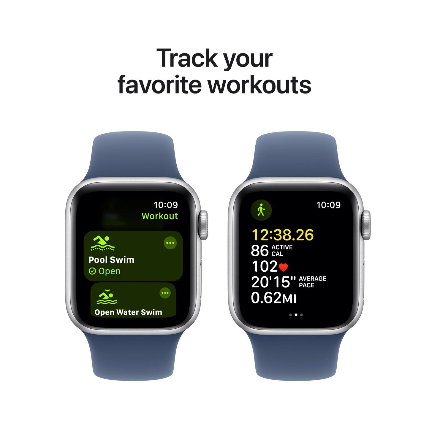 Apple Watch SE GPS 40mm stříbrné hliníkové pouzdro s denimovým sportovním řemínkem - S/M (otevřený) - iSTYLE CZ