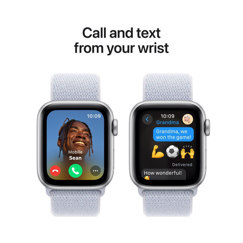 Apple Watch SE GPS 40mm stříbrné hliníkové pouzdro s oblačně modrým provlékacím sportovním řemínkem (otevřený) - iSTYLE CZ