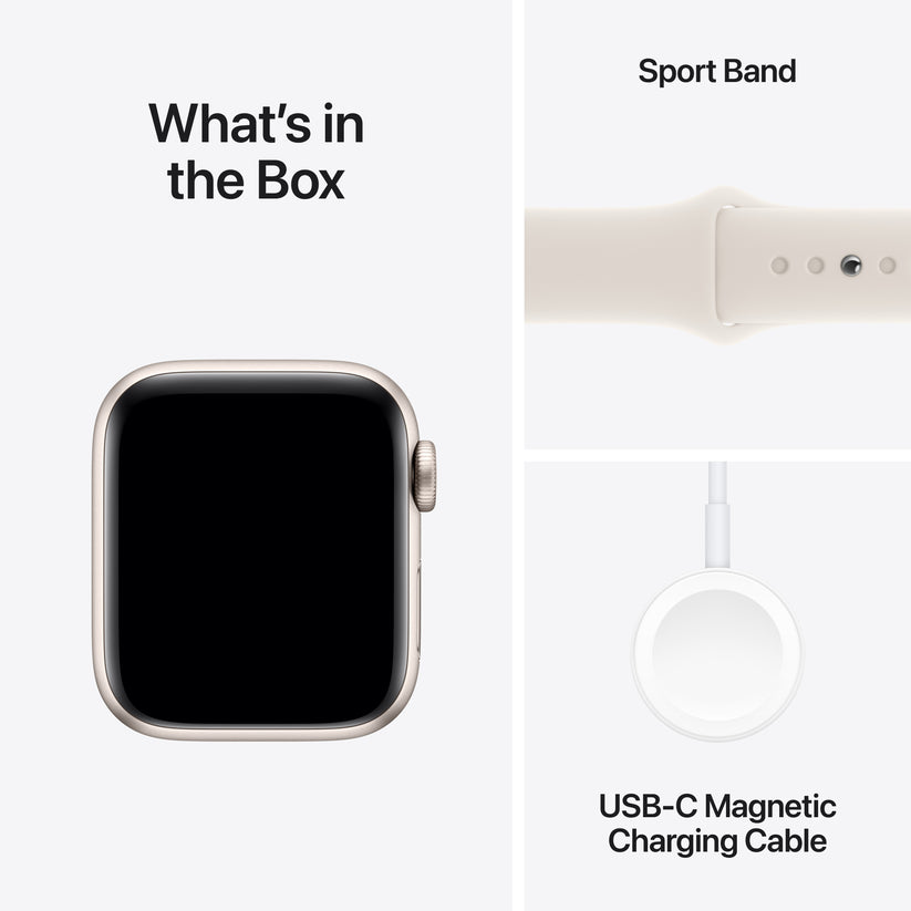 Apple Watch SE GPS 40mm hvězdně bílé hliníkové pouzdro s hvězdně bílým sportovním řemínkem - S/M - iSTYLE CZ