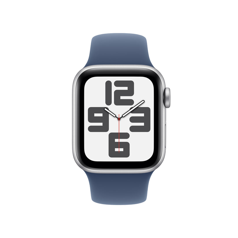 Apple Watch SE GPS + Cellular 40mm stříbrné hliníkové pouzdro s denimovým sportovním řemínkem - S/M - iSTYLE CZ