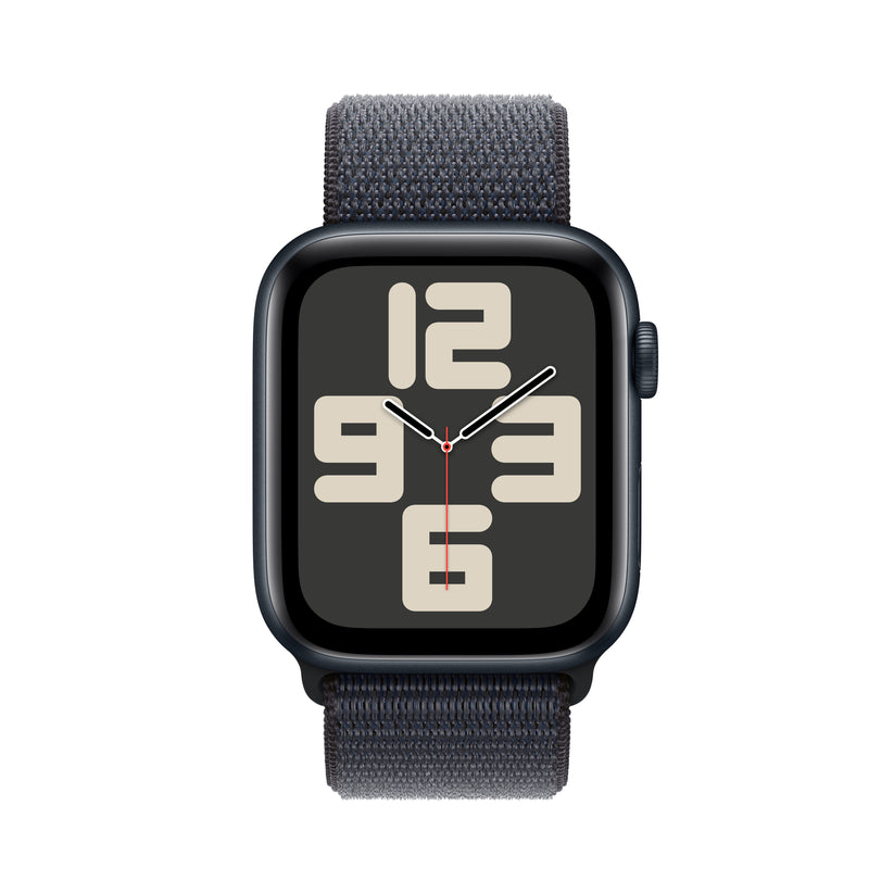 Apple Watch SE GPS 44mm temně ikoustové hliníkové pouzdro s inkoustově fialovým provlékacím sportovním řemínkem (otevřený) - iSTYLE CZ