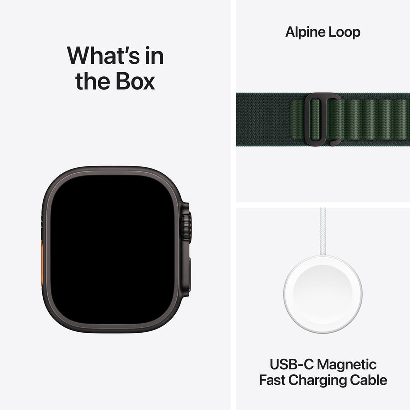 Apple Watch Ultra 2 GPS + Cellular, 49mm černě titanové pouzdro s tmavě zeleným alpským tahem - S - iSTYLE CZ