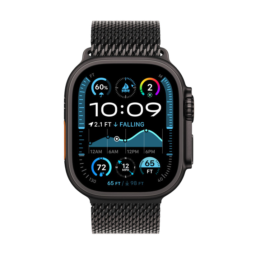 Apple Watch Ultra 2 GPS + Cellular, 49mm černě titanové pouzdro s černě titanovým milánským tahem z titanu - S - iSTYLE CZ