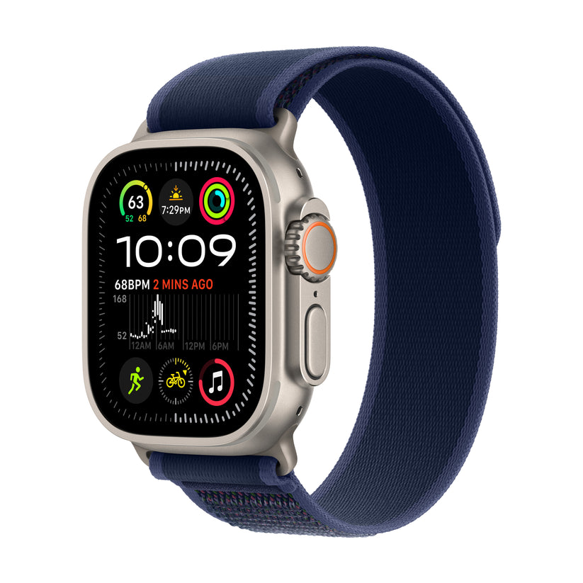 Apple Watch Ultra 2 GPS + Cellular, 49mm přírodně titanové pouzdro s modrým trailovým tahem - S/M - iSTYLE CZ